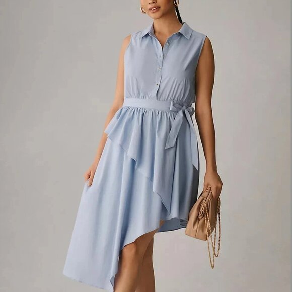 Anthropologie Dresses & Skirts - 💙 Maeve by Anthropologie Asymmetrical Halter Midi Wrap Shirt Dress - Size 18W